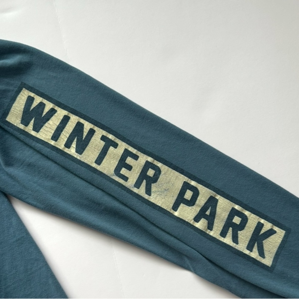 Winter Park Colorado Long Sleeve Graphic Tee Muted Green/Blue Size S - Picture 7 of 12